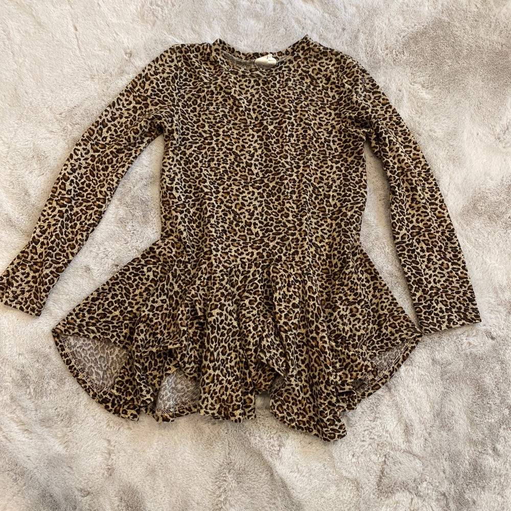 M L Kids designer boutique girls leopard dress mini size 8